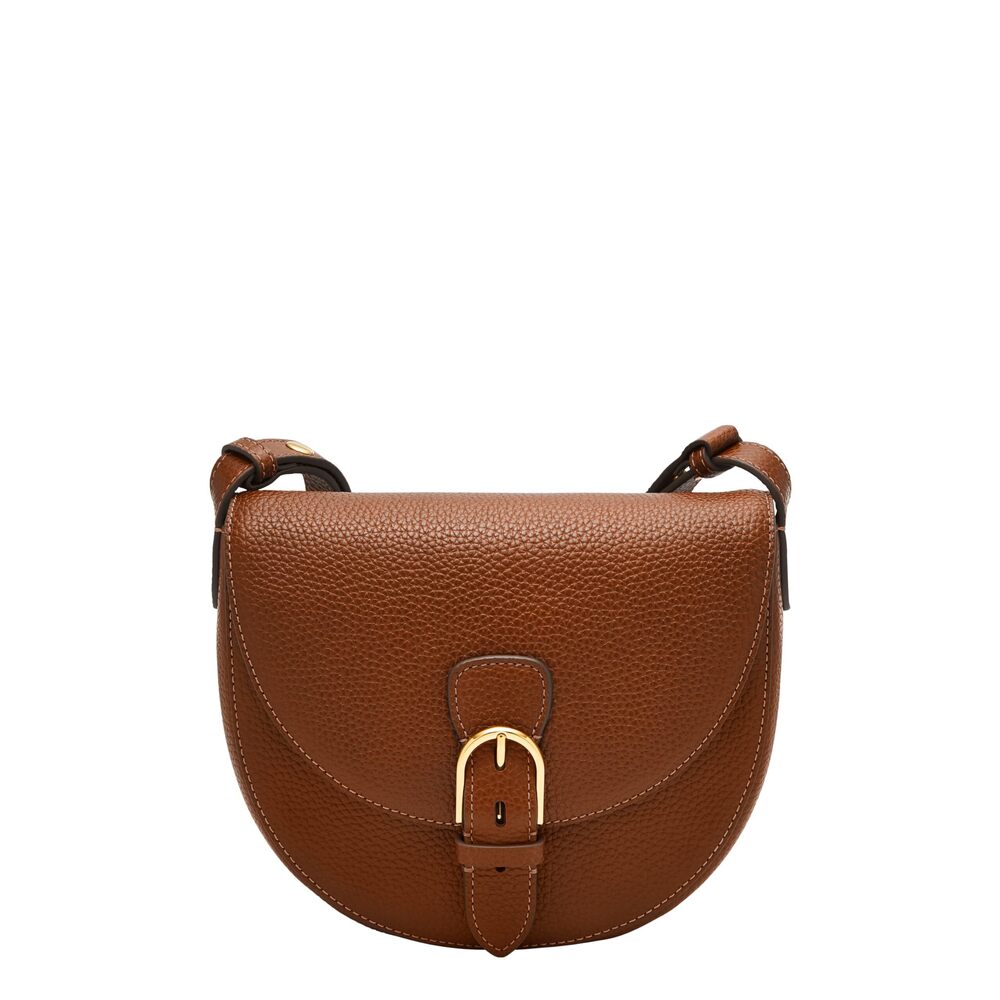 8228 Everleigh Leather Large Flap Crossbody Purse Handbag, Medium Brown